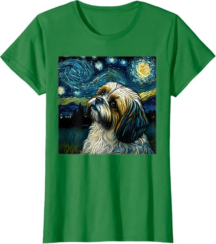 Miniatura 29 de Camiseta Surrealism Starry Night Shih Tzu Dog