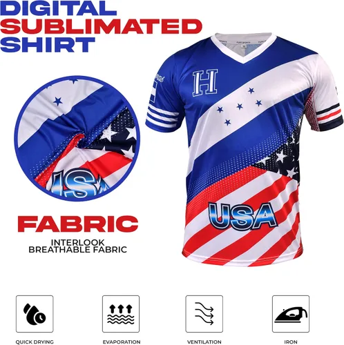 Miniatura 5 de Fury Camiseta de fútbol Honduras y USA Flag Mix - Camiseta de fútbol Honduras - Camiseta de Futbol Honduras Jersey HombreMujerUnisex