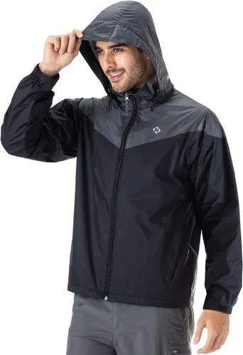 Miniatura 4 de NAVISKIN Chubasquero impermeable para hombre, con capucha oculta, poncho ligero y plegable