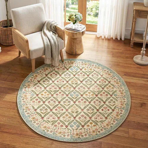 Miniatura 28 de jinchan Haden - Alfombra de entrada de 2 x 3 pulgadas, diseño floral vintage, lavable, suave, antideslizante, de pelo bajo, para puerta, cocina