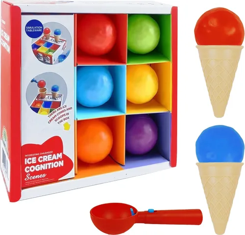 Juguete de helado (9 piezas) - Juguetes de simulación para niños pequeños, juego de helado multicolor, máquina de helados para niños, dramática