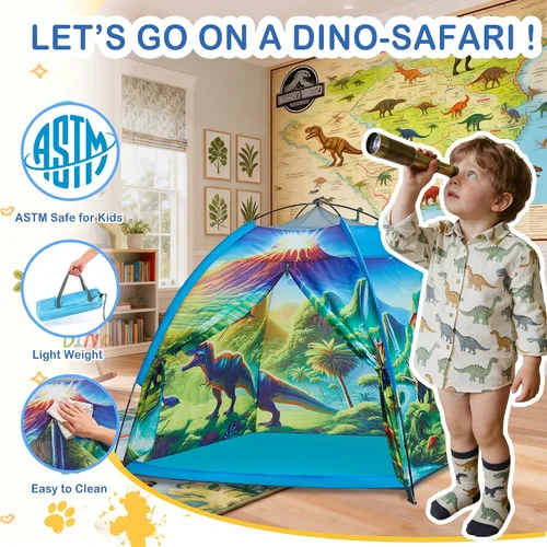 Miniatura 2 de Tienda de campaña de dinosaurio para niños varones, tienda de campaña de dinosaurio para niños para diversión interior y exterior, regalo perfecto