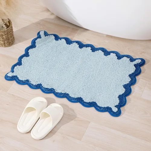 Miniatura 19 de ORTIGIA Pequeña y Linda Alfombra de Baño con Volados, Alfombras de Baño de Microfibra de Lujo en Blanco y Rosa, Antideslizante, Lavable, de Secado