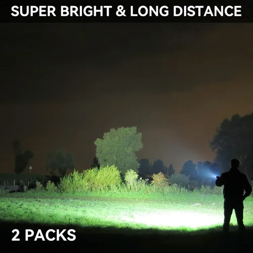 Miniatura 2 de Linternas Recargables de 90,000 Lúmenes Altos, Paquete de 2 Linternas LED Súper Brillantes con 5 Modos, Linterna de Alta Potencia para el Hogar