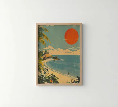 Miniatura 19 de Póster de paisaje, arte de pared retro vintage, galería de pintura de la naturaleza 22 (montañas Ades, 11 x 14 pulgadas, marco negro)