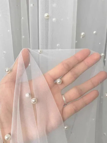 Miniatura 3 de Mantel de boda de 10 pies de gasa y tul perla