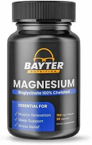 Bisglicinato de magnesio extra fuerte 100% quelado para una alta absorción para apoyar el sueño reparador y la relajación muscular, 90 cápsulas