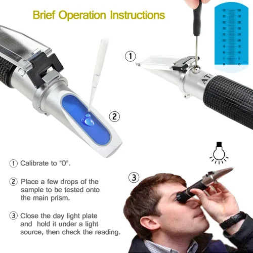 Miniatura 5 de aichose Refractómetro Brix con ATC, doble escala - Gravedad específica y Brix, hidrómetro para elaboración de vino y elaboración de cerveza, kit