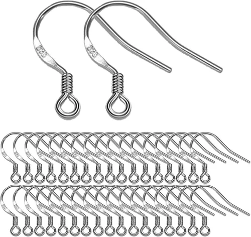 Miniatura 7 de Ganchos para aretes de oro blanco, 80 unidades/40 pares de alambres para aretes en forma de anzuelo, kit de fabricación de aretes hipoalergénico
