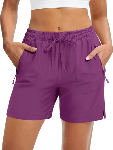 Miniatura 13 de MAGCOMSEN Pantalones cortos de senderismo para mujer de 5 pulgadas, UPF 50+, de secado rápido, ligeros, atléticos, para correr, golf, verano