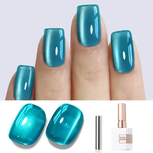 Miniatura 28 de Double Rhythm Esmalte de gel Jelly Glass de ojo de gato con imán, 0.5 onzas líquidas, brillo holográfico, brillante, translúcido
