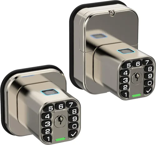 Richelock IU53 - Cerradura de puerta con teclado y huella digital de doble cara, para todo tipo de clima, entrada biométrica totalmente impermeable