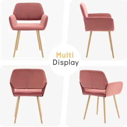 Miniatura 8 de KCC Sillas Pequeñas y Modernas con Brazos para Comedor 1 Pieza, Asiento Lateral Tapizado en Terciopelo de Mediados de Siglo Club para Invitados