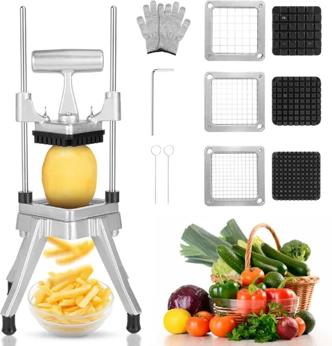 Miniatura 9 de Cortador comercial de verduras WICHEMI, cortador de frutas y verduras con 3 cuchillas, picador de cebolla comercial, picador de alimentos