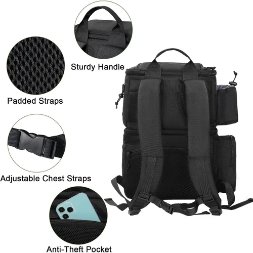 Miniatura 7 de MATEIN Mochila para Pesca, Bolsa de Equipo de Pesca Resistente al Agua con Soportes para Caña de Pescar y Enfriador, Regalos de Equipo para Hombres
