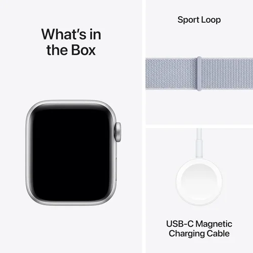 Miniatura 6 de Apple Watch SE (2.ª generación) [GPS 1.575 in] Smartwatch con caja de aluminio plateado con bucle deportivo azul invierno. Monitor de fitness