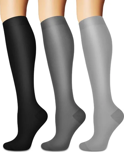 Miniatura 14 de Calcetines de compresión para mujeres y hombres circulación (3 pares) son el mejor apoyo para correr, atletismo, ciclismo, senderismo 01 Negro