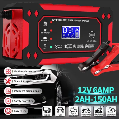 Miniatura 3 de Cargador de batería de automóvil, cargador y mantenedor de goteo de 12 V y 6 amperios, cargador de batería completamente automático inteligente