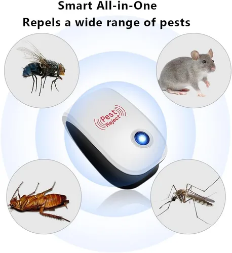 Miniatura 4 de Paquete de 6 repelentes ultrasónicos de plagas para interiores, repelente de plagas, enchufe ultrasónico para arañas, ratones, mosquitos