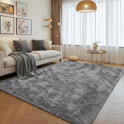 Miniatura 23 de JUNOVO - Alfombra de área lavable, antideslizante, alfombras ultra suaves de 4 x 5.3 pies, alfombras esponjosas para dormitorio, niños, niñas, Azul