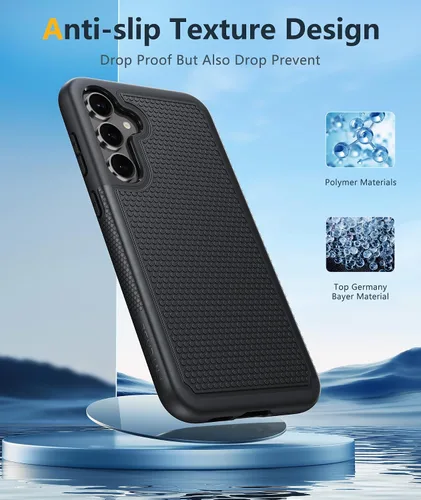 Miniatura 4 de FNTCASE Funda para Samsung Galaxy S23-FE: funda protectora de doble capa resistente para teléfono celular, protección contra caídas de cuerpo Negro