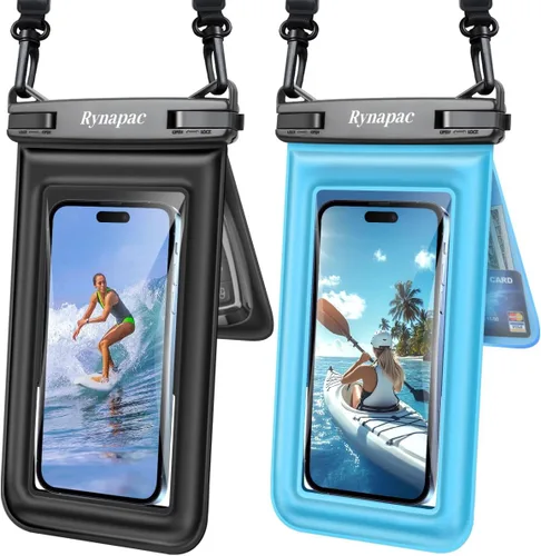 Miniatura 13 de [Hasta 8.5 pulgadas] Bolsa impermeable para teléfono flotante, doble bolsa impermeable con cordón para iPhone 16 15 Pro Max, Galaxy S25 S24 Ultra