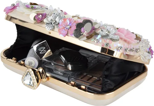 Miniatura 3 de POPIDEO Women's Flower Floral Evening Clutch Bag Wedding Purse Rhinestone Crystal Beaded Cocktail Party Bridal Prom Handbag