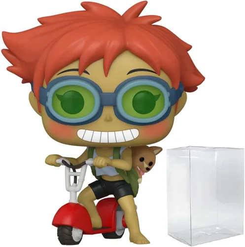 POP Cowboy Bebop - Figura de vinilo de Edward on Scooter con EIN [Corgi] Funko (paquete con funda protectora de caja compatible), multicolor, 3.75