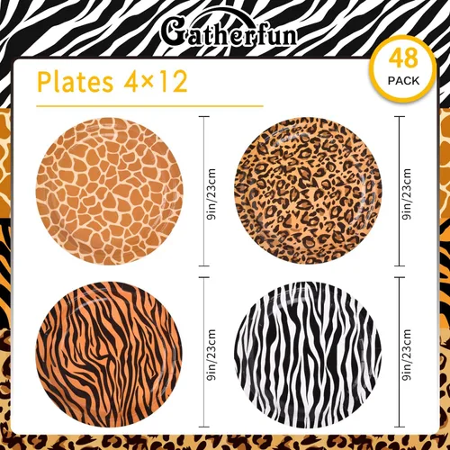 Miniatura 6 de Suministros de fiesta con estampado de animales del zoológico de la selva, platos de papel desechables y servilletas para fiesta de cumpleaños, baby