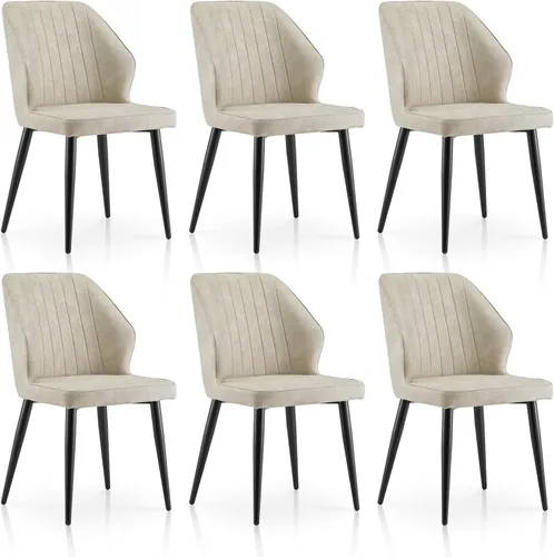 Miniatura 11 de TUKAILAi Juego de 2 sillas de comedor modernas, tapizadas de piel sintética con respaldo curvado y patas de metal, cómodas sillas laterales