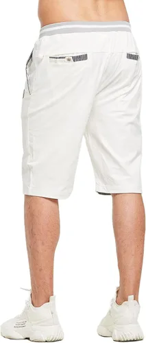 Miniatura 3 de JustSun Pantalones cortos casuales de algodón para hombre, ajuste clásico, con cintura elástica y bolsillos