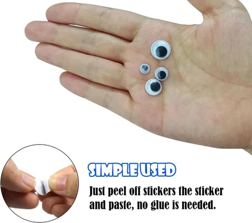 Miniatura 3 de 450 ojos negros ondulantes con autoadhesivo, 0.236 in, 0.315 in, 0.394 in, 0.472 in, embalaje mixto, 3 años en adelante