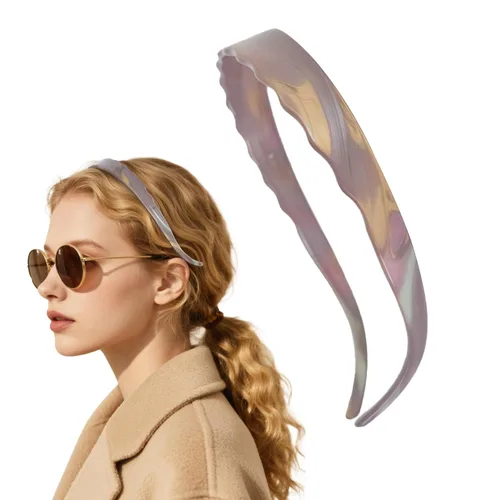 Miniatura 14 de Diademas de acetato para mujer - Diademas delgadas antideslizantes con dientes, diseño amigable con gafas, accesorios para el cabello estilo 90s