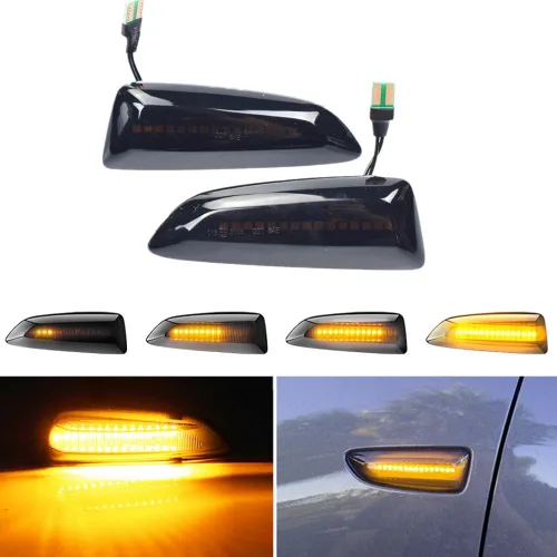 Lámpara de señal de giro LED para guardabarros delantero compatible con Opel Astra J Astra J K Zafira C Insignia B Grandland X (negro)