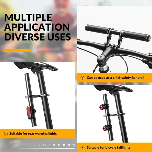 Miniatura 4 de ROCKBROS Extensor de manillar de bicicleta, soporte doble para manillar de bicicleta, extensión de manillar de bicicleta, ligero y duradero