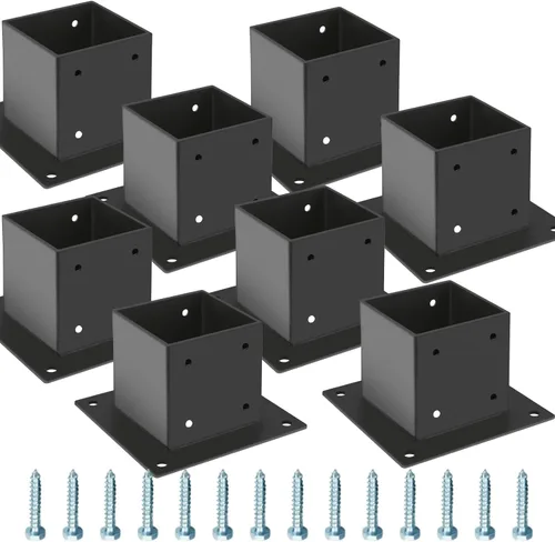 Miniatura 9 de Base de poste de 4×4, 2 piezas, soportes de poste de cubierta, tamaño interior de 3.5"x3.5", base de anclaje para poste de valla de acero grueso