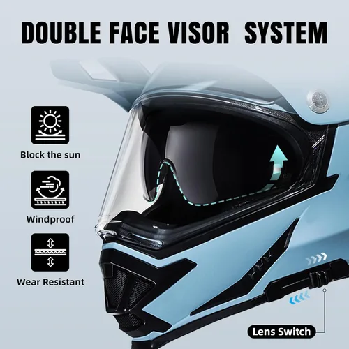 Miniatura 4 de TRIANGLE - Casco de motocicleta para deportes duales, casco para bicicleta todoterreno, ATV, casco de cara completa para adultos, hombres, con Gris