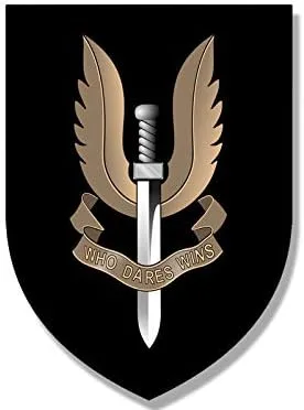 Calcomanía de sello SAS Who Dares Wins Seal de 3 x 4 pulgadas, diseño de escudo negro con logotipo británico para automóvil, impermeable, para