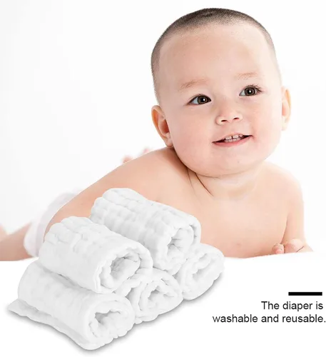 Miniatura 2 de ViaGasaFamido - 5 pañales lavables de algodón suave reutilizables para recién nacidos, pañales de tela para bebés de alta absorción, 14.96 x 5.51