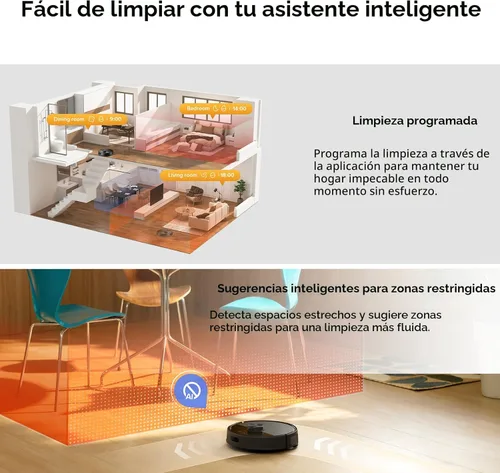 Miniatura 8 de roborock Q7 M5+ Robot de aspiradora y fregona, actualización de Q5 Max+, hasta 7-9 semanas de autovaciado, succión de 10000 Pa, sistema dual Black01