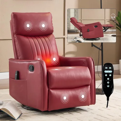 Miniatura 24 de Recliner Chair, Swivel Fabric Massage Rocker Recliner Chair for Adults, Manual Nursery Chair Glider Recliner with Massage and Heat for Living Room