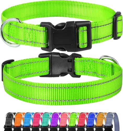 Miniatura 8 de FunTags Collar reflectante para perros, collares de nailon resistentes para perros pequeños machos y hembras, collar ajustable para perros
