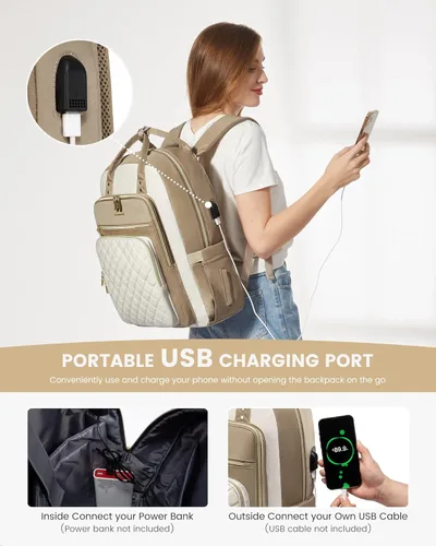 Miniatura 4 de LOVEVOOK Mochila para computadora portátil para mujer, mochila para trabajo de viaje, bolsa de computadora para enfermera, profesora, bolsa