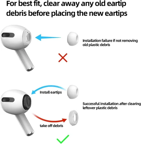 Miniatura 6 de AirPods Pro y AirPods Pro 2 - Almohadillas de silicona para reducir el ruido con ajuste seguro y bolsa de plástico de almacenamiento portátil