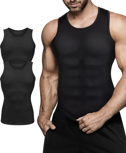 Camiseta de compresión para hombre, adelgaza y moldea el cuerpo - chaleco de entrenamiento, camiseta de tirantes, para marcar abdominales, camisetas