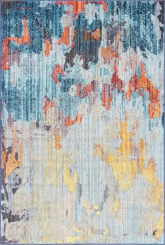 Miniatura 8 de Unique Loom Downtown Collection Abstract, tonos pastel, alfombra ecléctica de área, 2' 2" x 6' 0", Multi/Azul claro