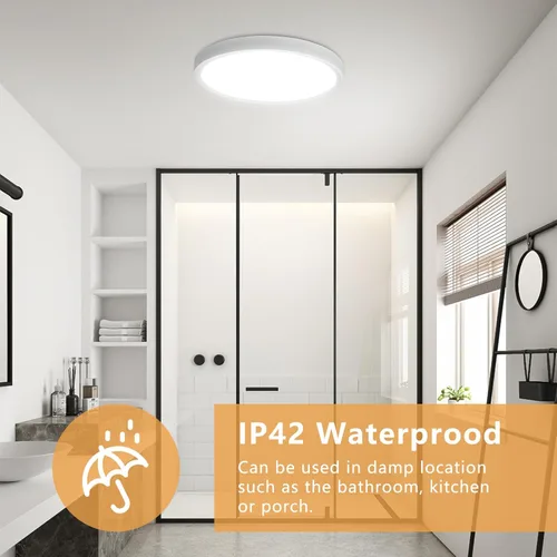 Miniatura 5 de 4PK - Lámpara de techo LED empotrada de 12 pulgadas, 24 W, 2520 LM, 3000 K/4000 K/6000 K CCT seleccionable, luz de techo LED súper delgada, cerca