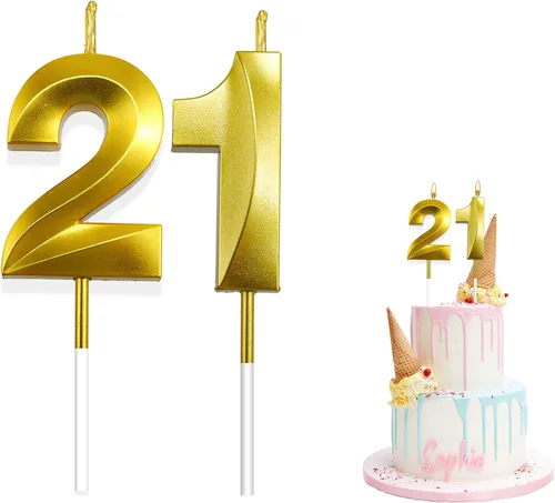 Miniatura 16 de Velas de cumpleaños para pastel, velas de cumpleaños con números dorados, decoraciones de pastel para cumpleaños, boda, aniversario, graduación