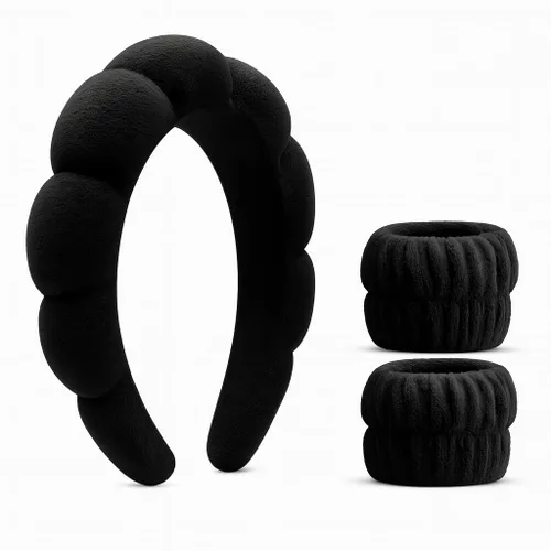 Miniatura 11 de Diadema de spa para lavar la cara, 3 piezas, maquillaje, facial y cuidado de la piel. Banda para la cabeza para el cuidado de la piel de burbujas.