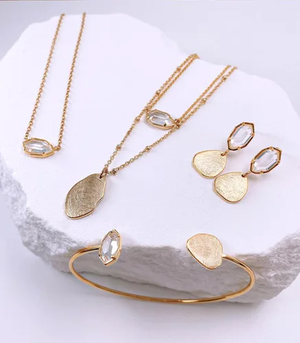 Miniatura 65 de OZEL - Pulseras para mujer, chapados en oro real de 18 quilates, pulseras de oro de cristal colorido para regalos